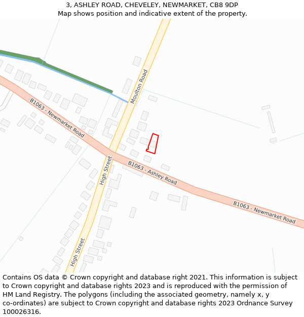 3, ASHLEY ROAD, CHEVELEY, NEWMARKET, CB8 9DP: Location map and indicative extent of plot