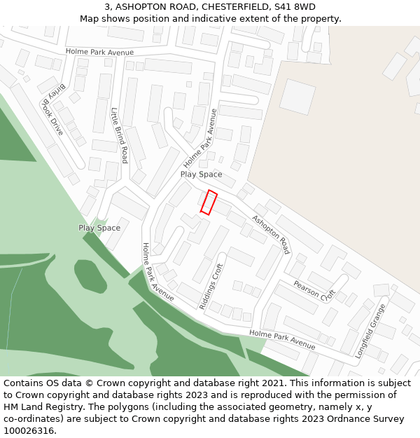 3, ASHOPTON ROAD, CHESTERFIELD, S41 8WD: Location map and indicative extent of plot
