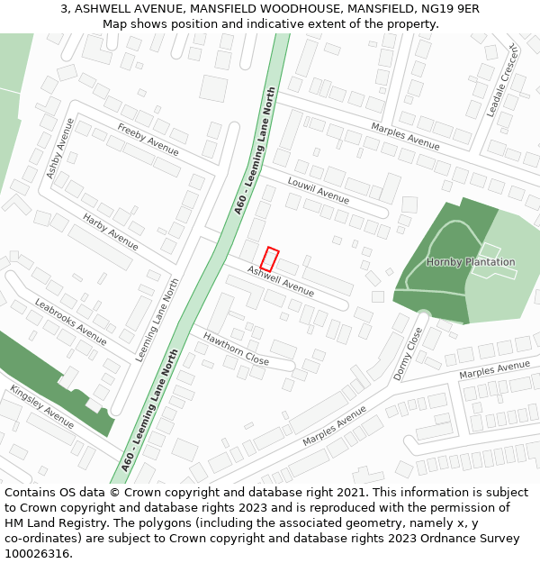 3, ASHWELL AVENUE, MANSFIELD WOODHOUSE, MANSFIELD, NG19 9ER: Location map and indicative extent of plot