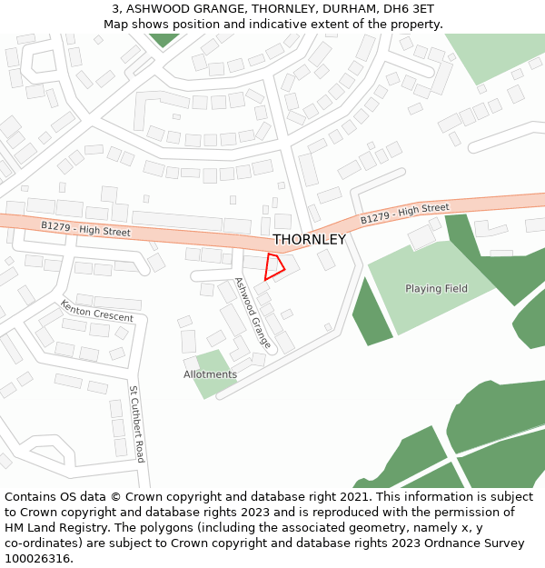3, ASHWOOD GRANGE, THORNLEY, DURHAM, DH6 3ET: Location map and indicative extent of plot