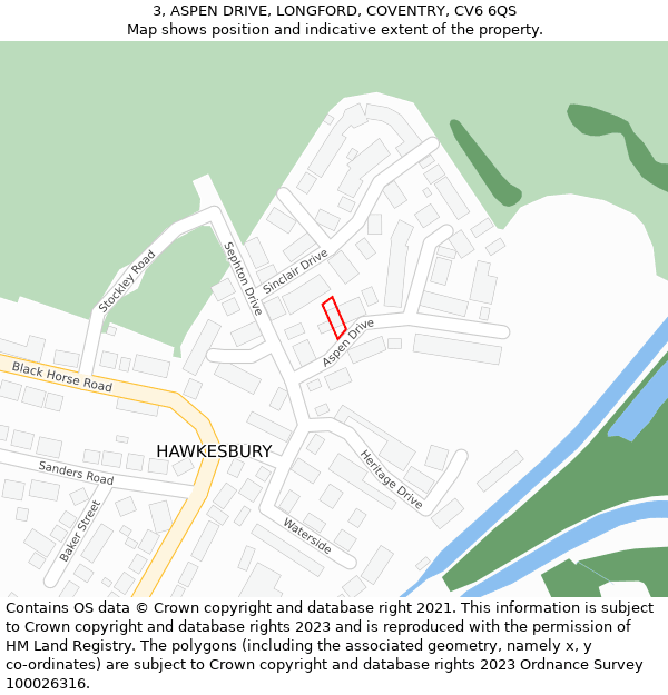 3, ASPEN DRIVE, LONGFORD, COVENTRY, CV6 6QS: Location map and indicative extent of plot