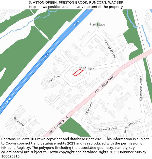 3, ASTON GREEN, PRESTON BROOK, RUNCORN, WA7 3BP: Location map and indicative extent of plot