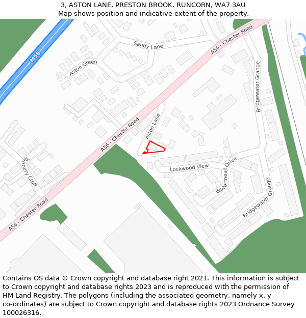 3, ASTON LANE, PRESTON BROOK, RUNCORN, WA7 3AU: Location map and indicative extent of plot
