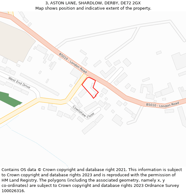 3, ASTON LANE, SHARDLOW, DERBY, DE72 2GX: Location map and indicative extent of plot