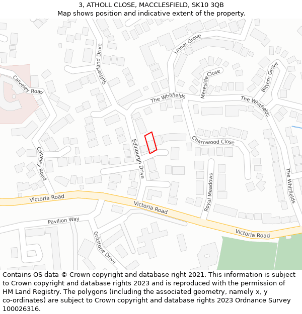 3, ATHOLL CLOSE, MACCLESFIELD, SK10 3QB: Location map and indicative extent of plot