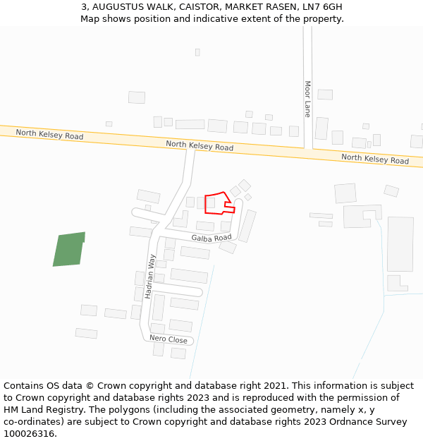 3, AUGUSTUS WALK, CAISTOR, MARKET RASEN, LN7 6GH: Location map and indicative extent of plot