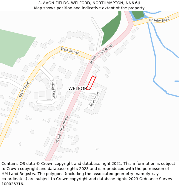 3, AVON FIELDS, WELFORD, NORTHAMPTON, NN6 6JL: Location map and indicative extent of plot