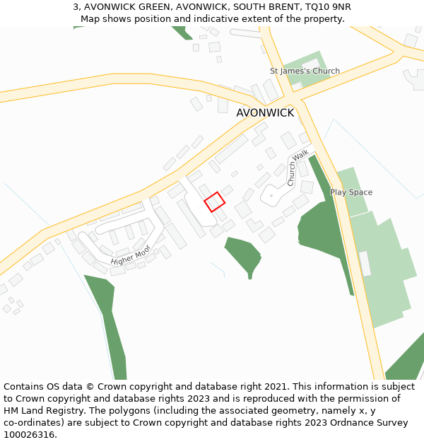 3, AVONWICK GREEN, AVONWICK, SOUTH BRENT, TQ10 9NR: Location map and indicative extent of plot