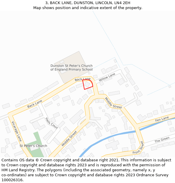 3, BACK LANE, DUNSTON, LINCOLN, LN4 2EH: Location map and indicative extent of plot