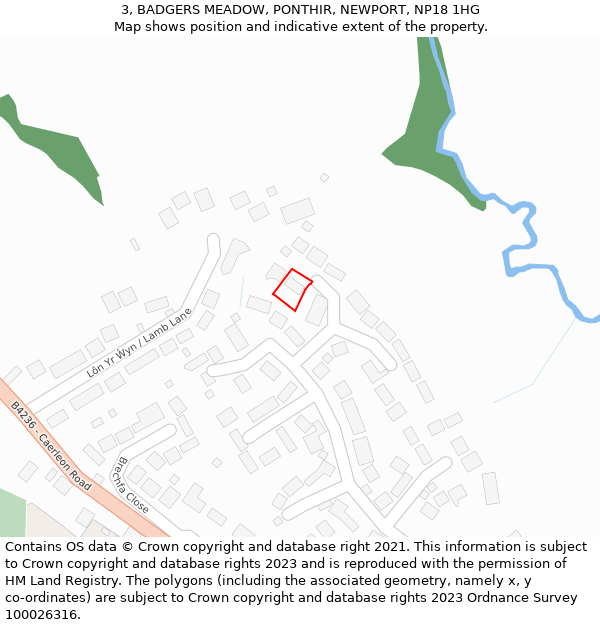 3, BADGERS MEADOW, PONTHIR, NEWPORT, NP18 1HG: Location map and indicative extent of plot