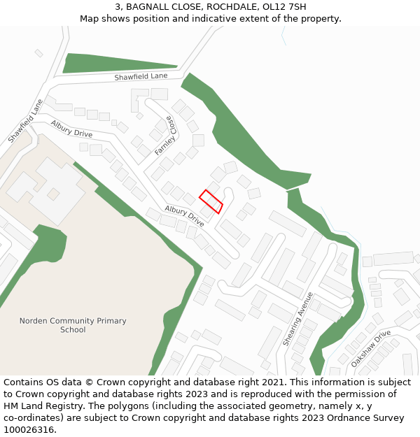 3, BAGNALL CLOSE, ROCHDALE, OL12 7SH: Location map and indicative extent of plot