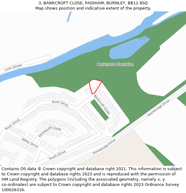 3, BANKCROFT CLOSE, PADIHAM, BURNLEY, BB12 8SQ: Location map and indicative extent of plot
