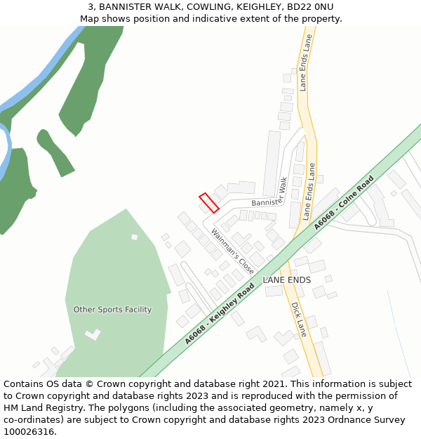 3, BANNISTER WALK, COWLING, KEIGHLEY, BD22 0NU: Location map and indicative extent of plot