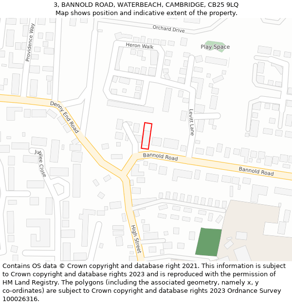 3, BANNOLD ROAD, WATERBEACH, CAMBRIDGE, CB25 9LQ: Location map and indicative extent of plot