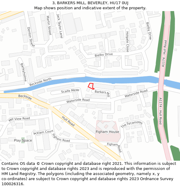 3, BARKERS MILL, BEVERLEY, HU17 0UJ: Location map and indicative extent of plot