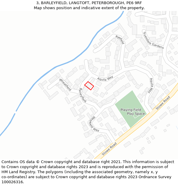 3, BARLEYFIELD, LANGTOFT, PETERBOROUGH, PE6 9RF: Location map and indicative extent of plot