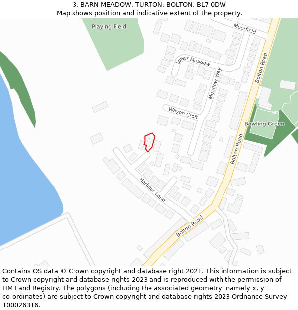 3, BARN MEADOW, TURTON, BOLTON, BL7 0DW: Location map and indicative extent of plot