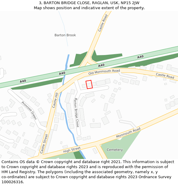 3, BARTON BRIDGE CLOSE, RAGLAN, USK, NP15 2JW: Location map and indicative extent of plot