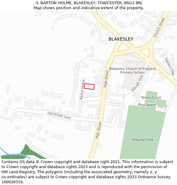 3, BARTON HOLME, BLAKESLEY, TOWCESTER, NN12 8RJ: Location map and indicative extent of plot
