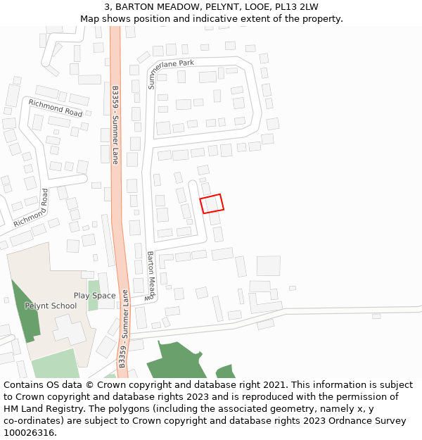 3, BARTON MEADOW, PELYNT, LOOE, PL13 2LW: Location map and indicative extent of plot