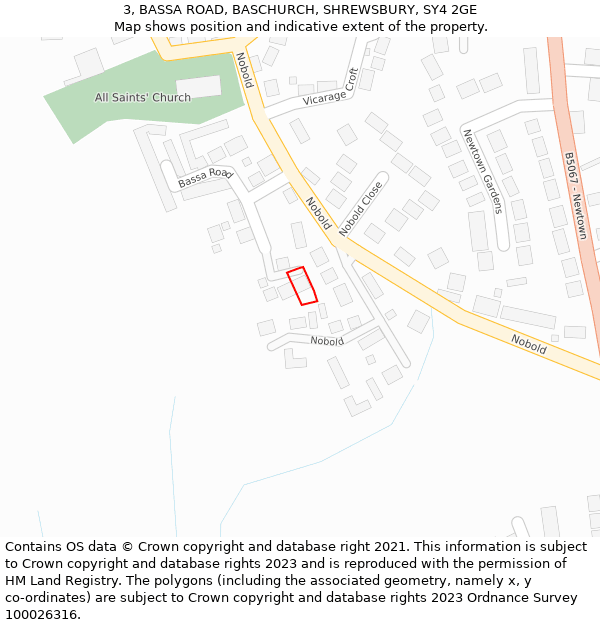 3, BASSA ROAD, BASCHURCH, SHREWSBURY, SY4 2GE: Location map and indicative extent of plot
