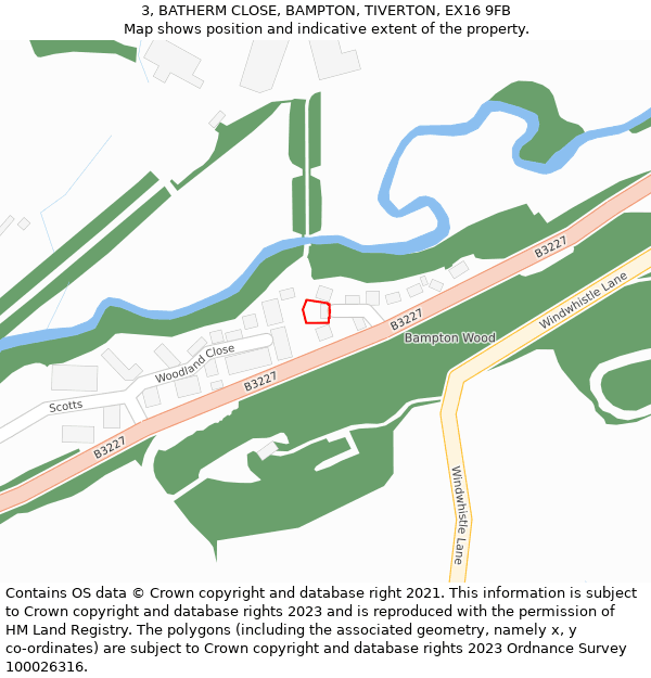 3, BATHERM CLOSE, BAMPTON, TIVERTON, EX16 9FB: Location map and indicative extent of plot