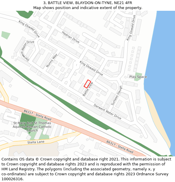 3, BATTLE VIEW, BLAYDON-ON-TYNE, NE21 4FR: Location map and indicative extent of plot