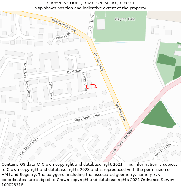 3, BAYNES COURT, BRAYTON, SELBY, YO8 9TF: Location map and indicative extent of plot