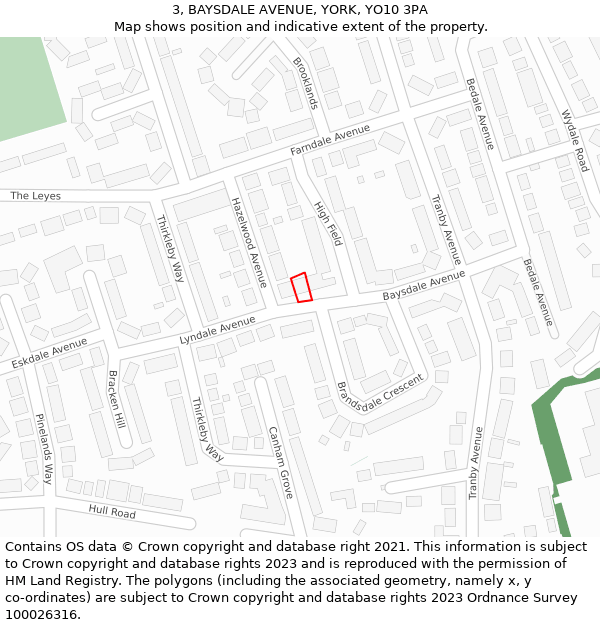 3, BAYSDALE AVENUE, YORK, YO10 3PA: Location map and indicative extent of plot