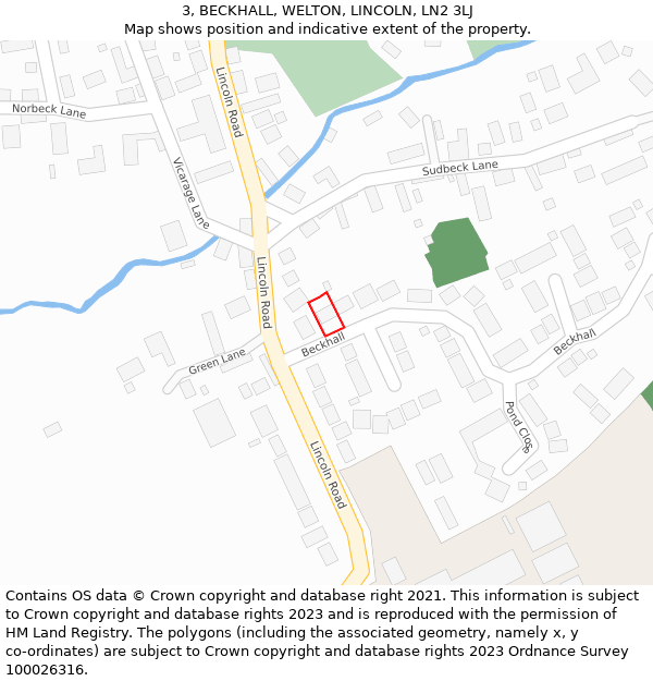 3, BECKHALL, WELTON, LINCOLN, LN2 3LJ: Location map and indicative extent of plot