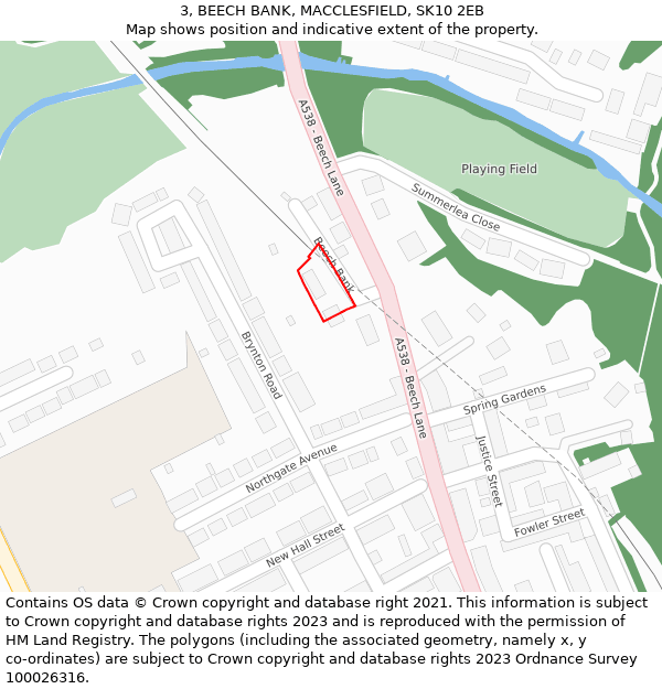 3, BEECH BANK, MACCLESFIELD, SK10 2EB: Location map and indicative extent of plot