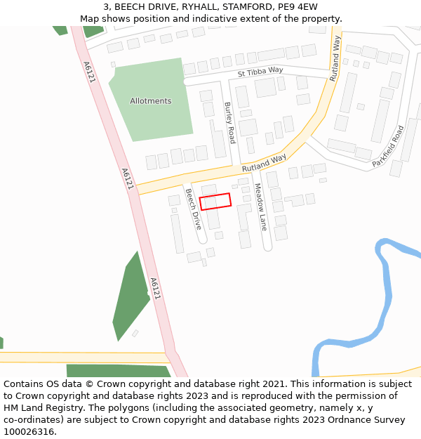 3, BEECH DRIVE, RYHALL, STAMFORD, PE9 4EW: Location map and indicative extent of plot