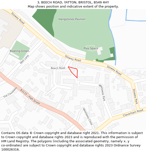 3, BEECH ROAD, YATTON, BRISTOL, BS49 4HY: Location map and indicative extent of plot