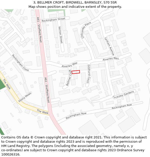 3, BELLMER CROFT, BIRDWELL, BARNSLEY, S70 5SR: Location map and indicative extent of plot