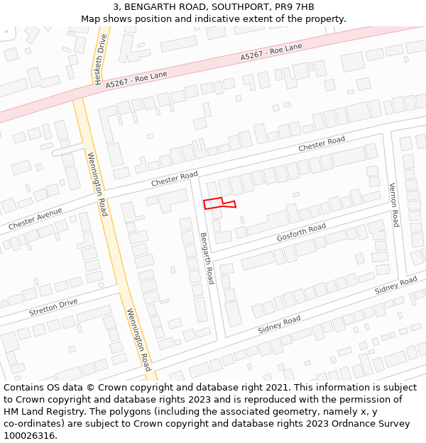 3, BENGARTH ROAD, SOUTHPORT, PR9 7HB: Location map and indicative extent of plot