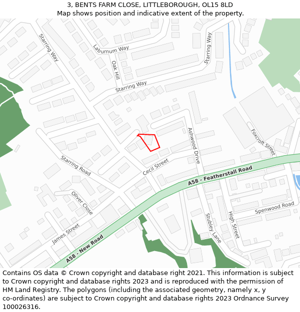 3, BENTS FARM CLOSE, LITTLEBOROUGH, OL15 8LD: Location map and indicative extent of plot