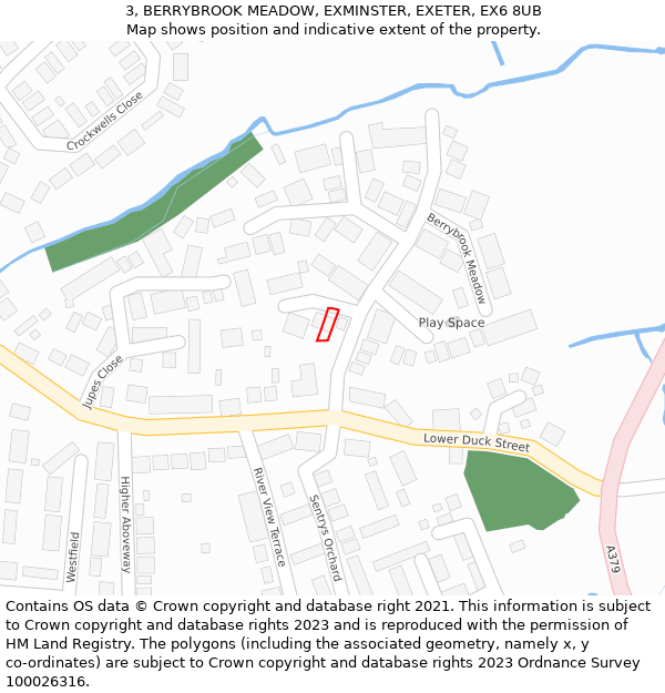 3, BERRYBROOK MEADOW, EXMINSTER, EXETER, EX6 8UB: Location map and indicative extent of plot