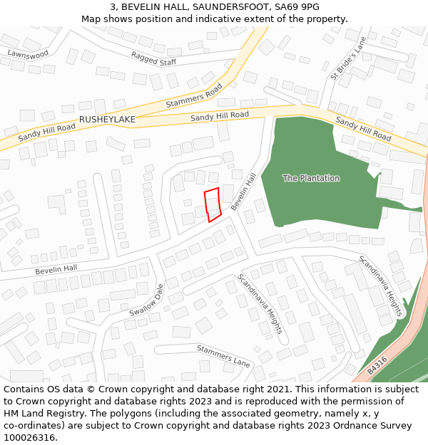 3, BEVELIN HALL, SAUNDERSFOOT, SA69 9PG: Location map and indicative extent of plot