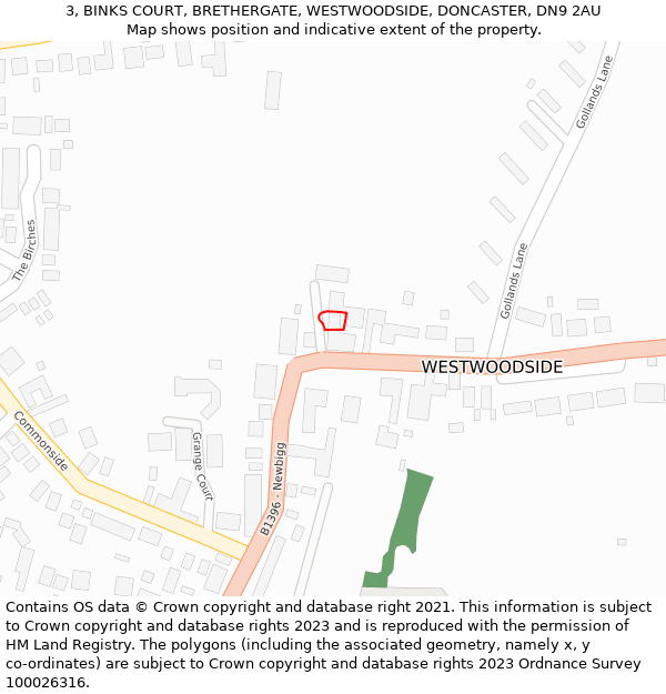 3, BINKS COURT, BRETHERGATE, WESTWOODSIDE, DONCASTER, DN9 2AU: Location map and indicative extent of plot