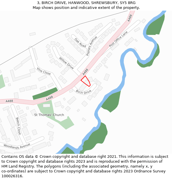 3, BIRCH DRIVE, HANWOOD, SHREWSBURY, SY5 8RG: Location map and indicative extent of plot