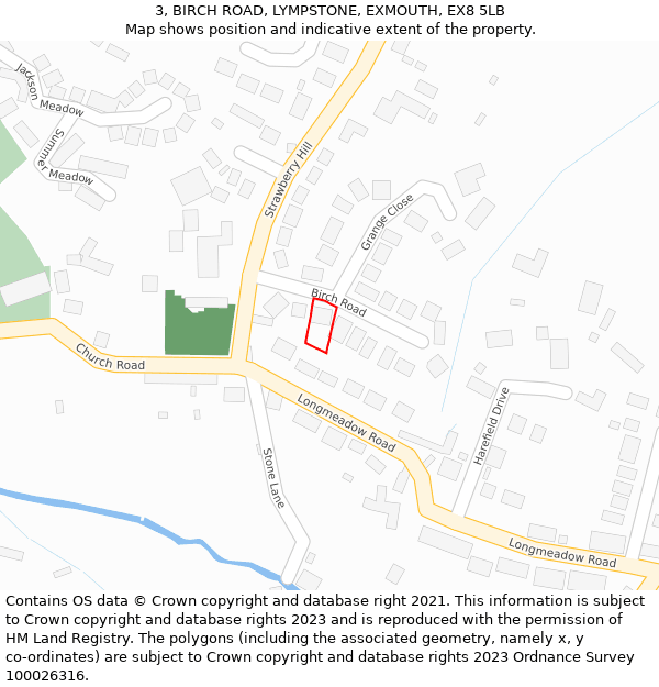 3, BIRCH ROAD, LYMPSTONE, EXMOUTH, EX8 5LB: Location map and indicative extent of plot