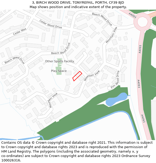 3, BIRCH WOOD DRIVE, TONYREFAIL, PORTH, CF39 8JD: Location map and indicative extent of plot