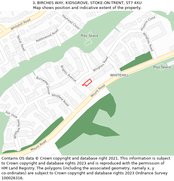 3, BIRCHES WAY, KIDSGROVE, STOKE-ON-TRENT, ST7 4XU: Location map and indicative extent of plot