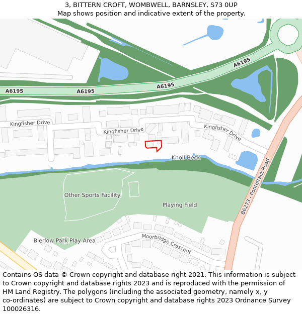 3, BITTERN CROFT, WOMBWELL, BARNSLEY, S73 0UP: Location map and indicative extent of plot