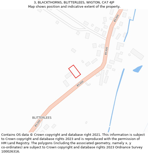 3, BLACKTHORNS, BLITTERLEES, WIGTON, CA7 4JP: Location map and indicative extent of plot