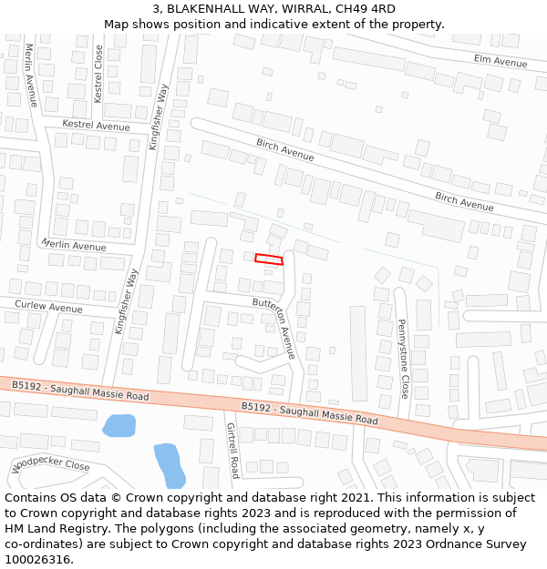 3, BLAKENHALL WAY, WIRRAL, CH49 4RD: Location map and indicative extent of plot