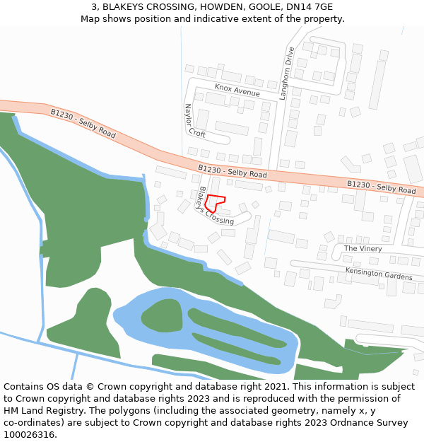 3, BLAKEYS CROSSING, HOWDEN, GOOLE, DN14 7GE: Location map and indicative extent of plot