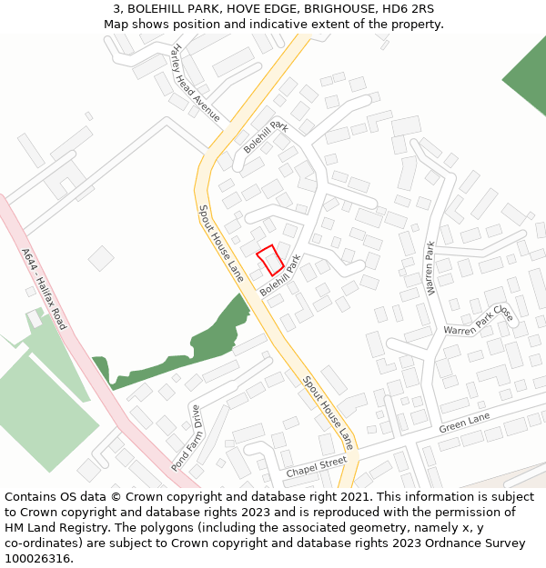 3, BOLEHILL PARK, HOVE EDGE, BRIGHOUSE, HD6 2RS: Location map and indicative extent of plot