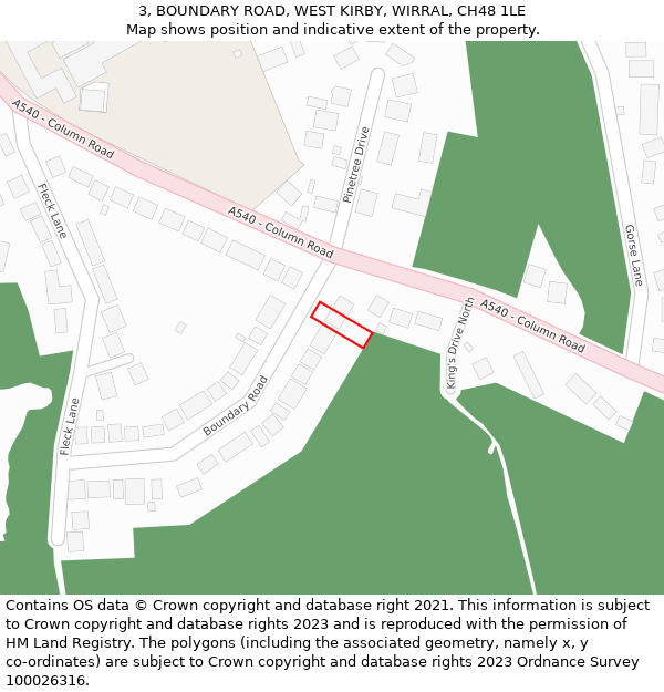 3, BOUNDARY ROAD, WEST KIRBY, WIRRAL, CH48 1LE: Location map and indicative extent of plot