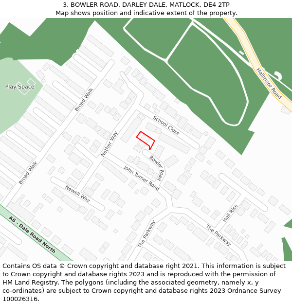 3, BOWLER ROAD, DARLEY DALE, MATLOCK, DE4 2TP: Location map and indicative extent of plot